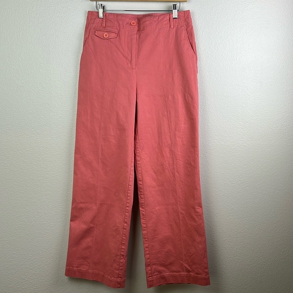 SELENE SPORT 90s Vintage Chino Pants High Rise Wide Leg Dark Coral Pink 8 - Picture 1 of 11